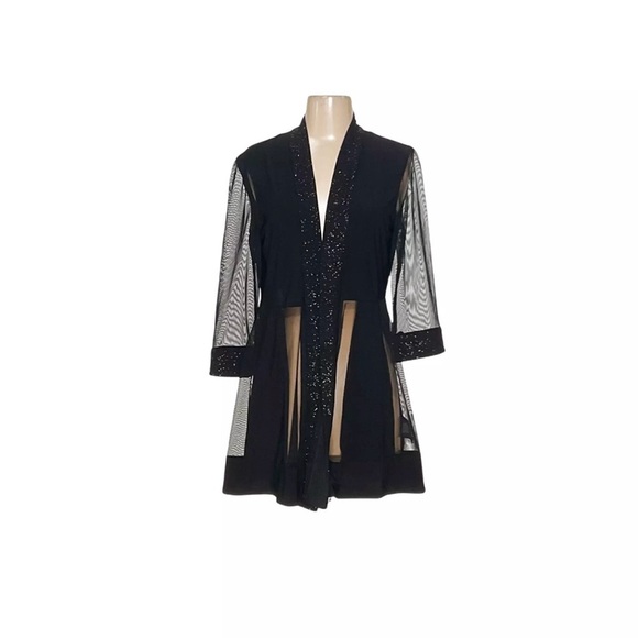 R&M Richards Other - R&M Richards Women’s Black Sheer Kimono Cardigan with Metallic‎ Trim – Size 10